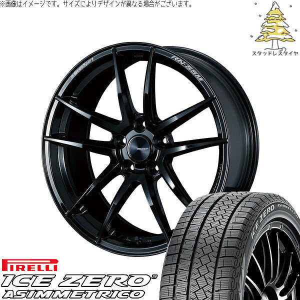 ピレリ アイスゼロアシンメトリコ 245/35R19 ＋ ウェッズスポーツ RN55M グロスブラック 19インチ 8J +45 5H114.3P スタッドレス・ホイール4本セット。1枚目。