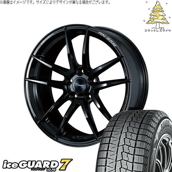 ヨコハマタイヤ アイスガードセブン IG70 245/35R19 ＋ ウェッズスポーツ RN55M グロスブラック 19インチ 8.5J +45 5H114.3P スタッドレス・ホイール4本セット。1枚目。