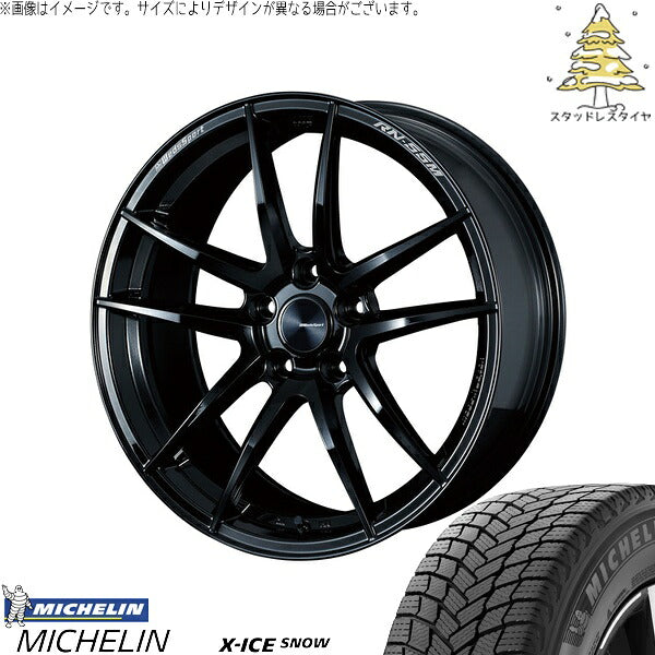 ミシュラン エックスアイス スノー 245/40R18 ＋ ウェッズスポーツ RN55M グロスブラック 18インチ 8.5J +45 5H114.3P スタッドレス・ホイール4本セット。1枚目。