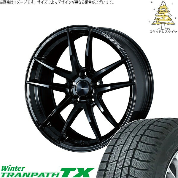 トーヨータイヤ ウィンタートランパス TX 235/55R18 ＋ ウェッズスポーツ RN55M グロスブラック 18インチ 8J +35 5H114.3P スタッドレス・ホイール4本セット。1枚目。