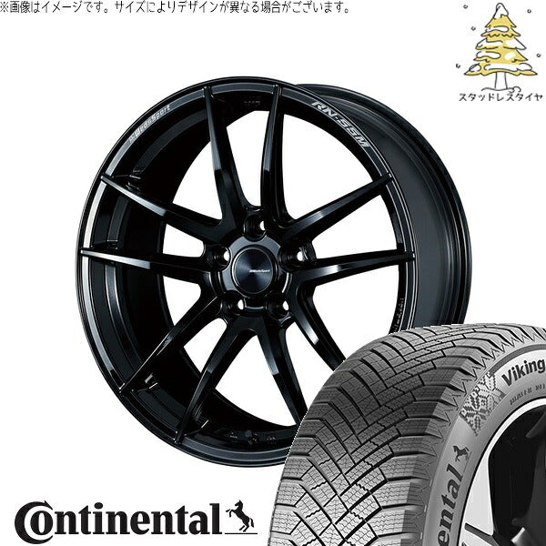 コンチネンタル バイキングコンタクト8 225/50R18 ＋ ウェッズスポーツ RN55M グロスブラック 18インチ 7.5J +45 5H100P スタッドレス・ホイール4本セット。1枚目。