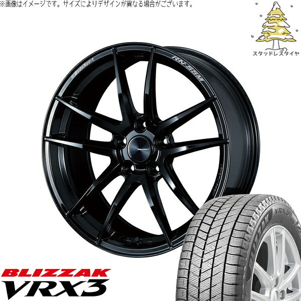 ブリヂストン ブリザック VRX3 245/35R19 ＋ ウェッズスポーツ RN55M グロスブラック 19インチ 8.5J +45 5H114.3P スタッドレス・ホイール4本セット。1枚目。