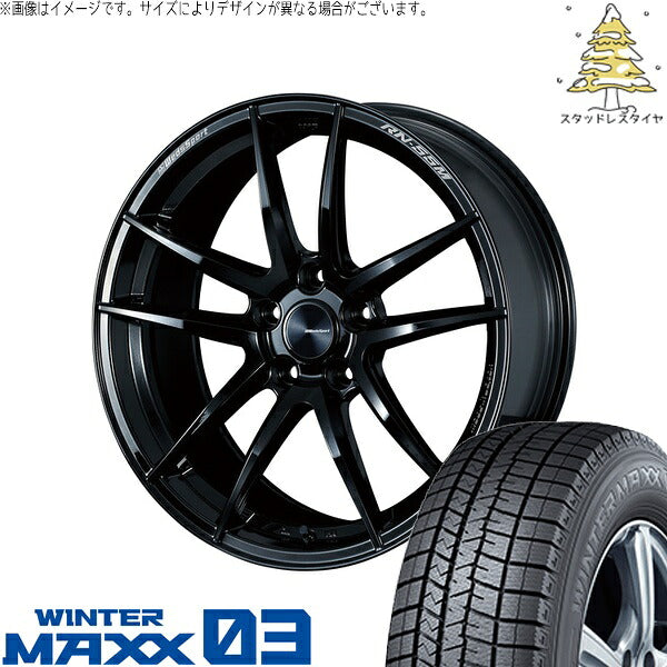 ダンロップ ウィンターマックス03 245/40R19 ＋ ウェッズスポーツ RN55M グロスブラック 19インチ 8J +45 5H114.3P スタッドレス・ホイール4本セット。1枚目。