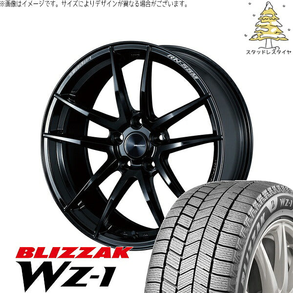 ブリヂストン ブリザック WZ-1 245/45R19 ＋ ウェッズスポーツ RN55M グロスブラック 19インチ 8.5J +45 5H114.3P スタッドレス・ホイール4本セット。1枚目。