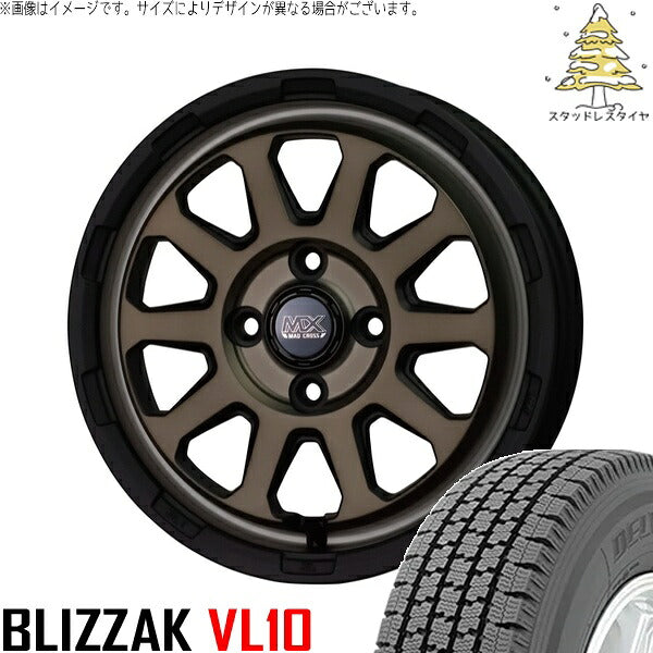 ブリヂストン ブリザック VL10 145/80R12 ＋ マッドクロス レンジャー マットブロンズ 12インチ 4.00B +43 4H100P スタッドレス・ホイール4本セット。1枚目。