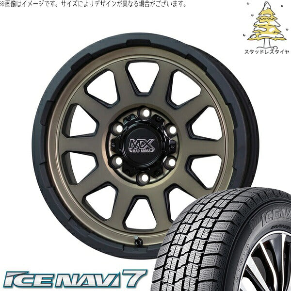 グッドイヤー アイスナビ7 215/70R15 ＋ マッドクロス レンジャー マットブロンズ 15インチ 6J +33 6H139.7P スタッドレス・ホイール4本セット。1枚目。