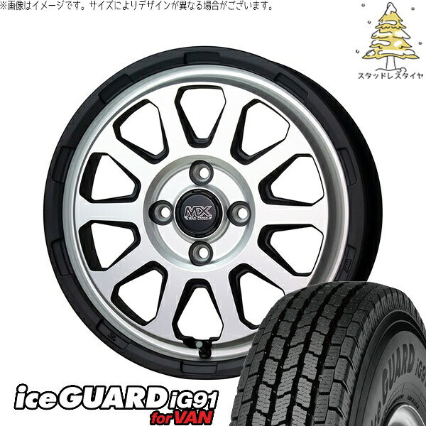 ヨコハマタイヤ アイスガード91 (iceGUARD91 IG91) 155/80R14 ＋ マッドクロス レンジャー マットシルバー 14インチ 5J +35 4H100P スタッドレス・ホイール4本セット。1枚目。