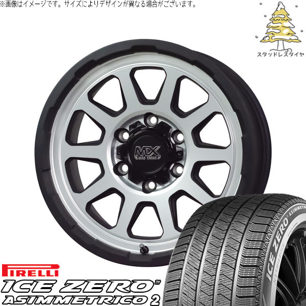 ピレリ アイスゼロアシンメトリコ2 205/65R16 ＋ マッドクロス レンジャー マットシルバー 16インチ 7J +38 5H114.3P スタッドレス・ホイール4本セット。1枚目。