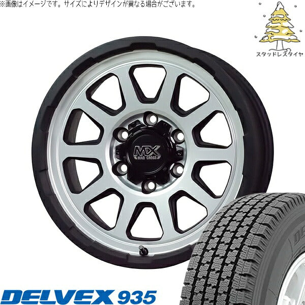 トーヨータイヤ デルベックス 935 195/80R15 ＋ マッドクロス レンジャー マットシルバー 15インチ 6J +33 6H139.7P スタッドレス・ホイール4本セット。1枚目。