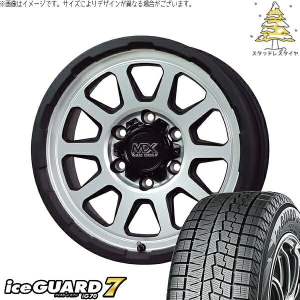ヨコハマタイヤ アイスガード セブン (iceGUARD7 IG70) 215/65R16 ＋ マッドクロス レンジャー マットシルバー 16インチ 6.5J +38 6H139.7P スタッドレス・ホイール4本セット。1枚目。