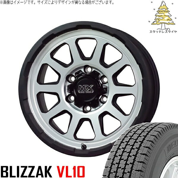 ブリヂストン ブリザック VL10 195/80R15 ＋ マッドクロス レンジャー マットシルバー 15インチ 6J +33 6H139.7P スタッドレス・ホイール4本セット。1枚目。
