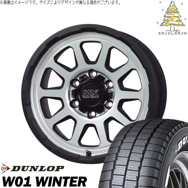 ダンロップ W01 WINTER 215/65R16 ＋ マッドクロス レンジャー マットシルバー 16インチ 6.5J +38 6H139.7P スタッドレス・ホイール4本セット。1枚目。