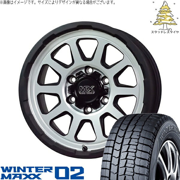 ダンロップ ウィンターマックス02 215/65R16 ＋ マッドクロス レンジャー マットシルバー 16インチ 6.5J +38 6H139.7P スタッドレス・ホイール4本セット。1枚目。