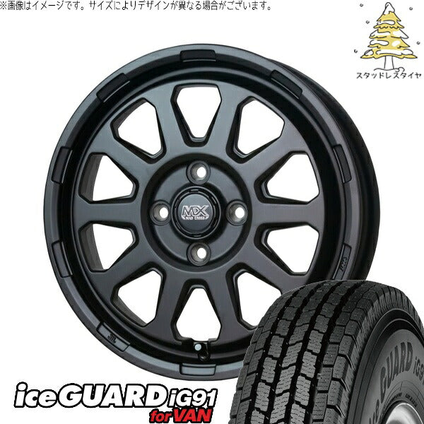 ヨコハマタイヤ アイスガード91 (iceGUARD91 IG91) 145/80R12 ＋ マッドクロス レンジャー マットブラック 12インチ 4.00B +43 4H100P スタッドレス・ホイール4本セット。1枚目。