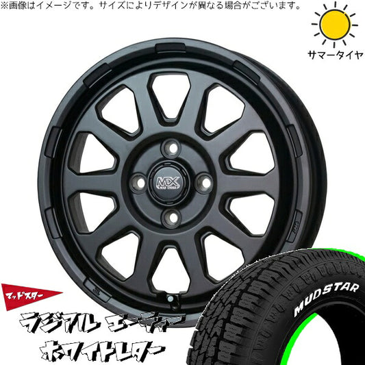 マッドスター ラジアルAT 165/65R14 ＋ マッドクロス レンジャー マットブラック 14インチ 5J +35 4H100P サマー・ホイール4本セット。1枚目。