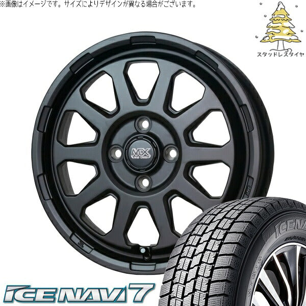 グッドイヤー アイスナビ セブン (ICENAVI7) 165/70R14 ＋ マッドクロス レンジャー マットブラック 14インチ 4.5J +45 4H100P スタッドレス・ホイール4本セット。1枚目。