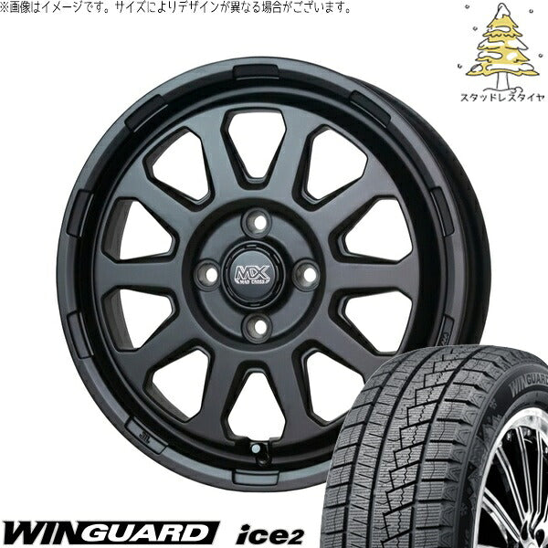 ネクセン ウィンガード アイス2 (WinGUARD ice2) 165/70R14 ＋ マッドクロス レンジャー マットブラック 14インチ 4.5J +45 4H100P スタッドレス・ホイール4本セット。1枚目。