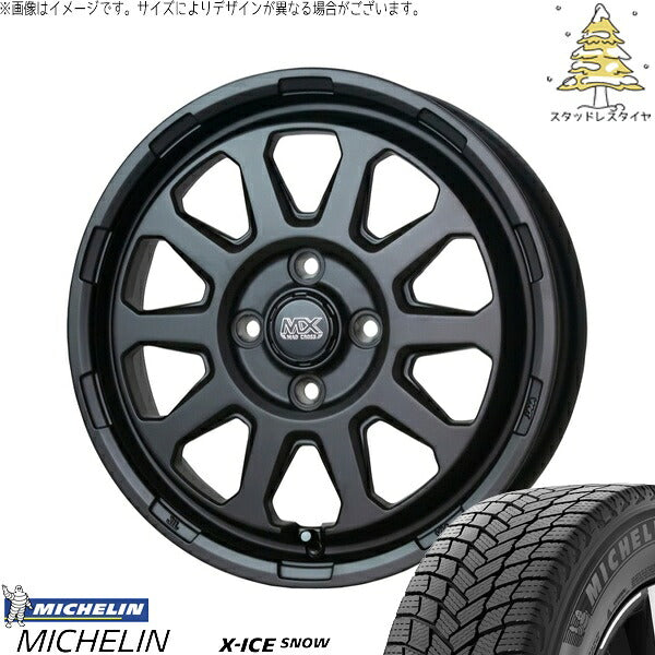 ミシュラン エックスアイス スノー (X-ICE SNOW) 155/65R14 ＋ マッドクロス レンジャー マットブラック 14インチ 4.5J +45 4H100P スタッドレス・ホイール4本セット。1枚目。