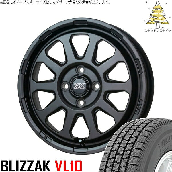ブリヂストン ブリザック VL10 155/80R14 ＋ マッドクロス レンジャー マットブラック 14インチ 5J +35 4H100P スタッドレス・ホイール4本セット。1枚目。