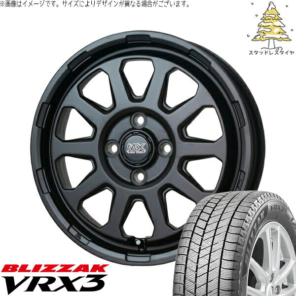 ブリヂストン ブリザック VRX3 (BLIZZAK VRX3) 175/65R15 ＋ マッドクロス レンジャー マットブラック 15インチ 4.5J +45 4H100P スタッドレス・ホイール4本セット。1枚目。