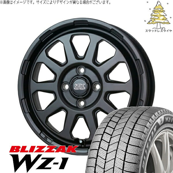ブリヂストン ブリザック WZ-1 165/65R15 ＋ マッドクロス レンジャー マットブラック 15インチ 4.5J +45 4H100P スタッドレス・ホイール4本セット。1枚目。