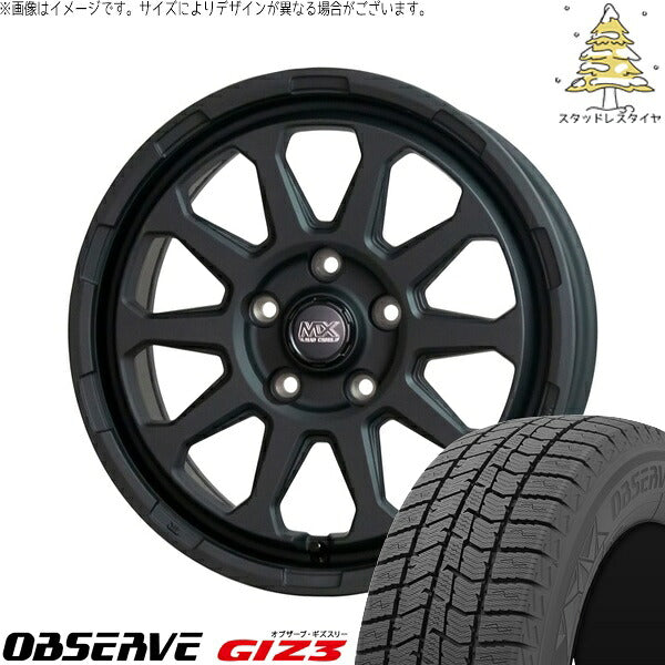 トーヨータイヤ オブザーブ GIZ3 195/45R17 ＋ マッドクロス レンジャー マットブラック 17インチ 7J +45 5H114.3P スタッドレス・ホイール4本セット。1枚目。