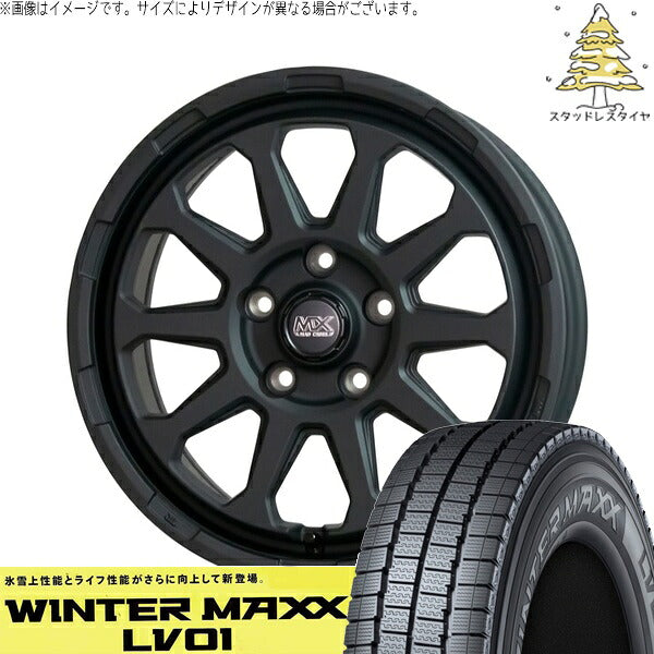 ダンロップ ウィンターマックス LV01 (WINTERMAXX LV01) 185R14 ＋ マッドクロス レンジャー マットブラック 14インチ 5J +45 5H114.3P スタッドレス・ホイール4本セット。1枚目。