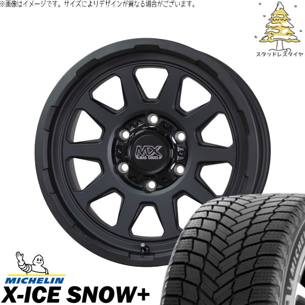 ミシュラン エックスアイス スノー+ 225/45R17 ＋ マッドクロス レンジャー マットブラック 17インチ 7J +38 5H114.3P スタッドレス・ホイール4本セット。1枚目。
