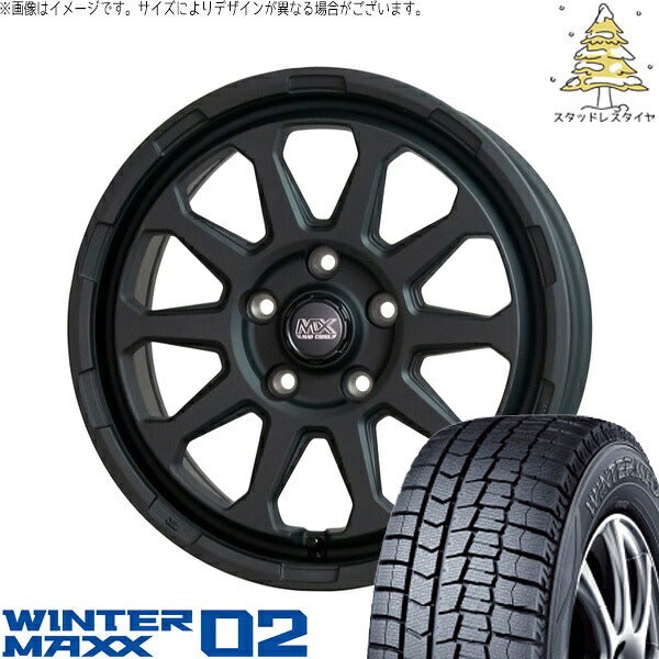 ダンロップ ウィンターマックス02 (WINTERMAXX02 WM02) 215/60R17 ＋ マッドクロス レンジャー マットブラック 17インチ 7.0J +38 5H114.3P スタッドレス・ホイール4本セット。1枚目。