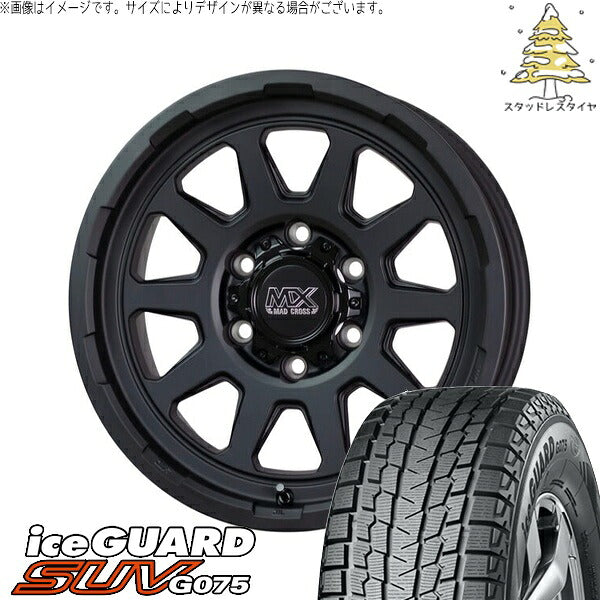 ヨコハマタイヤ アイスガード SUV G075 195/80R15 ＋ マッドクロス レンジャー マットブラック 15インチ 6J +33 6H139.7P スタッドレス・ホイール4本セット。1枚目。