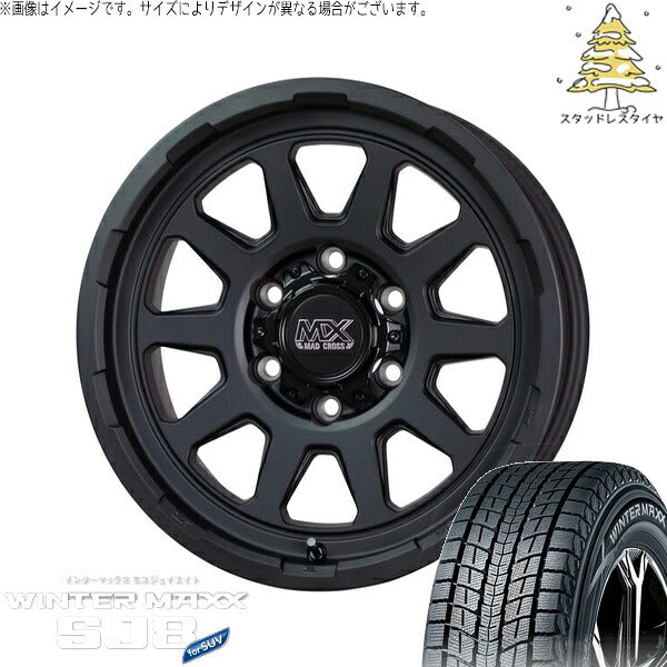 ダンロップ ウィンターマックス SJ8+ 215/65R16 ＋ マッドクロス レンジャー マットブラック 16インチ 6.5J +38 6H139.7P スタッドレス・ホイール4本セット。1枚目。
