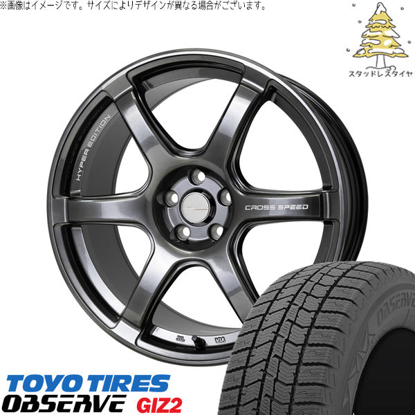 トーヨータイヤ OBSERVE 215/55R17 ＋ クロススピード RS6 ダイヤモンドブラック 17インチ 7.5J +45 5H114.3P スタッドレス・ホイール4本セット。1枚目。