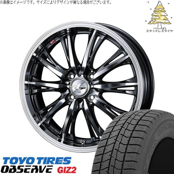トーヨータイヤ OBSERVE 185/60R16 ＋ レオニス RT ブラックメタルコート/ミラーカット 16インチ 6J +50 4H100P スタッドレス・ホイール4本セット。1枚目。