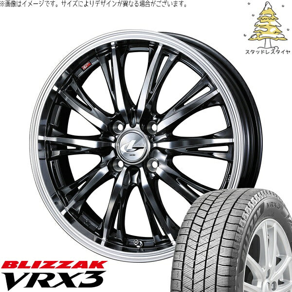 ブリヂストン ブリザック VRX3 185/60R16 ＋ レオニス RT ブラックメタルコート/ミラーカット 16インチ 6J +50 4H100P スタッドレス・ホイール4本セット。1枚目。