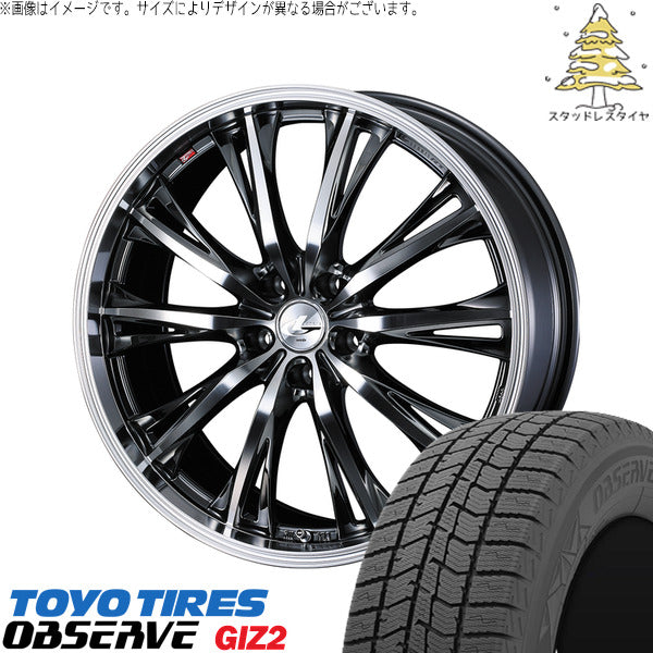 トーヨータイヤ OBSERVE 225/45R18 ＋ レオニス RT ブラックメタルコート/ミラーカット 18インチ 7J +47 5H100P スタッドレス・ホイール4本セット。1枚目。