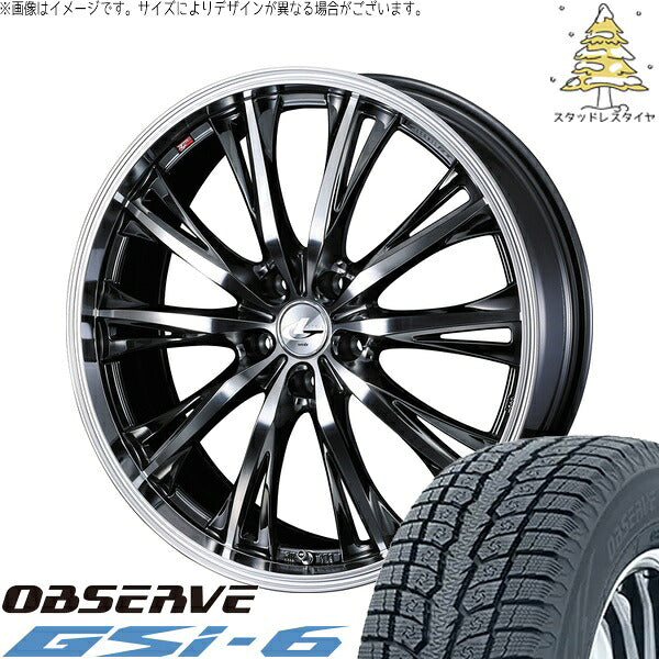 トーヨータイヤ オブザーブ Gsi-6 225/60R18 ＋ レオニス RT ブラックメタルコート/ミラーカット 18インチ 7J +47 5H114.3P スタッドレス・ホイール4本セット。1枚目。