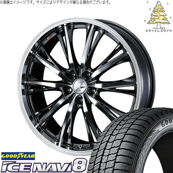 グッドイヤー アイスナビ8 235/55R19 ＋ レオニス RT ブラックメタルコート/ミラーカット 19インチ 8J +43 5H114.3P スタッドレス・ホイール4本セット。1枚目。