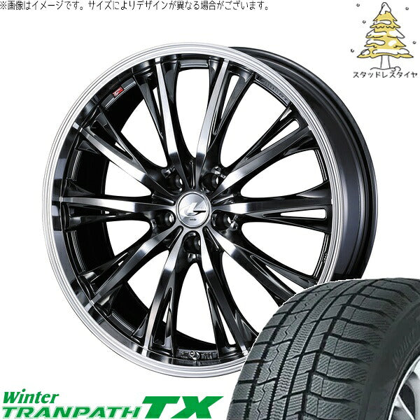 トーヨータイヤ ウィンタートランパス TX 225/55R18 ＋ レオニス RT ブラックメタルコート/ミラーカット 18インチ 7J +55 5H114.3P スタッドレス・ホイール4本セット。1枚目。