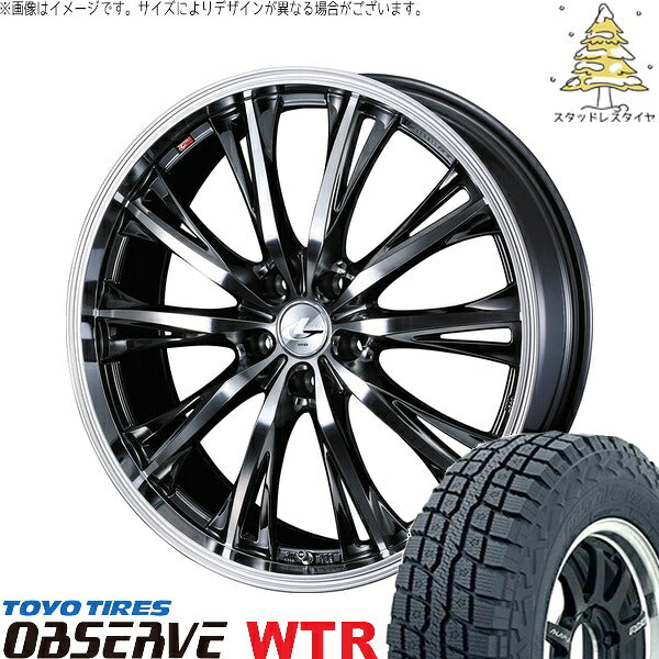 トーヨータイヤ オブザーブ W/T-R 215/65R16 ＋ レオニス RT ブラックメタルコート/ミラーカット 16インチ 6.5J +52 5H114.3P スタッドレス・ホイール4本セット。1枚目。