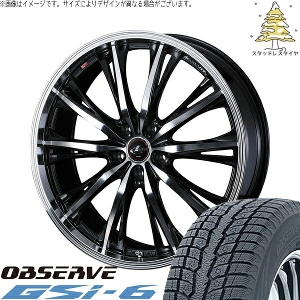 トーヨータイヤ オブザーブ Gsi-6 225/55R18 ＋ レオニス RT パールブラック/ミラーカット 18インチ 7J +55 5H114.3P スタッドレス・ホイール4本セット。1枚目。