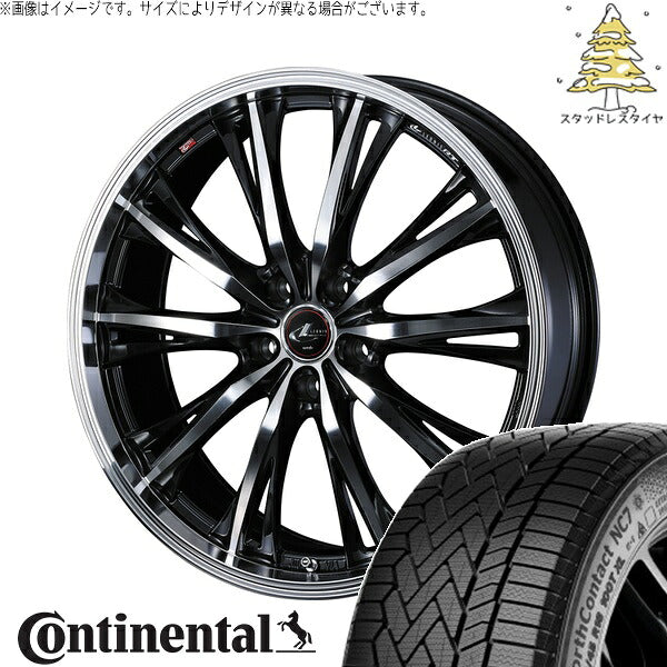 コンチネンタル ノースコンタクト NC7 205/55R16 ＋ レオニス RT パールブラック/ミラーカット 16インチ 6.5J +40 5H114.3P スタッドレス・ホイール4本セット。1枚目。