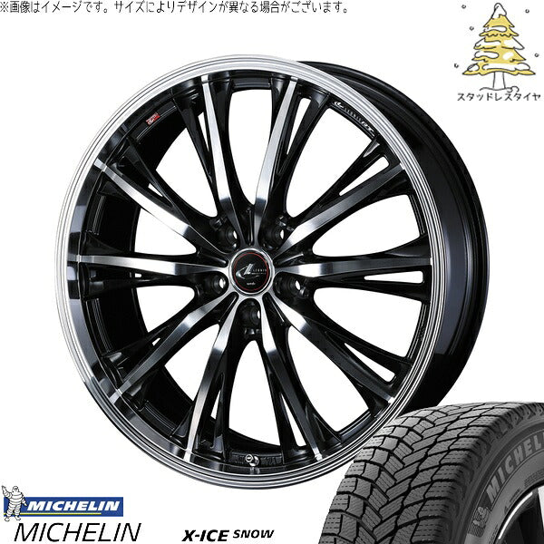 ミシュラン エックスアイス スノー 215/50R17 ＋ レオニス RT パールブラック/ミラーカット 17インチ 7J +42 5H114.3P スタッドレス・ホイール4本セット。1枚目。