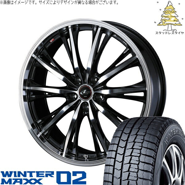 ダンロップ ウィンターマックス02 215/60R16 ＋ レオニス RT パールブラック/ミラーカット 16インチ 6.5J +52 5H114.3P スタッドレス・ホイール4本セット。1枚目。