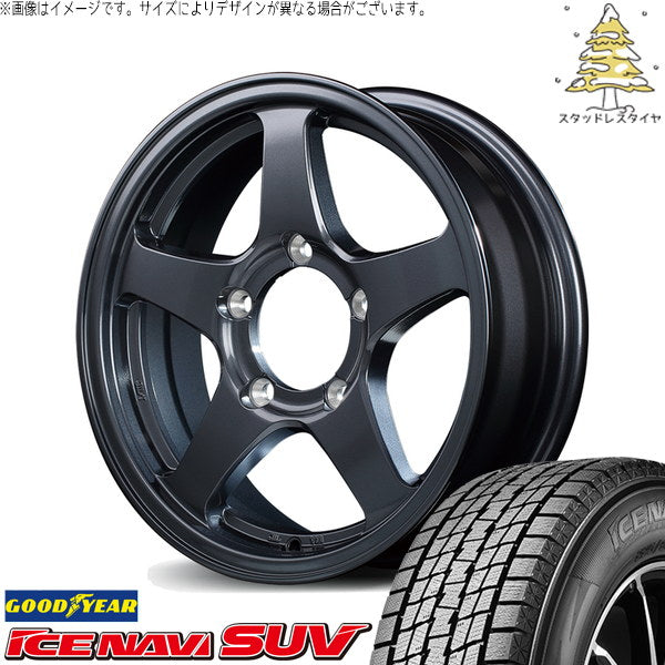 グッドイヤー アイスナビ SUV 215/70R16 ＋ MIDホイール オフパフォーマー RT-5N+II ダークガンメタ2 16インチ 5.5J +22 5H139.7P スタッドレス・ホイール4本セット。1枚目。