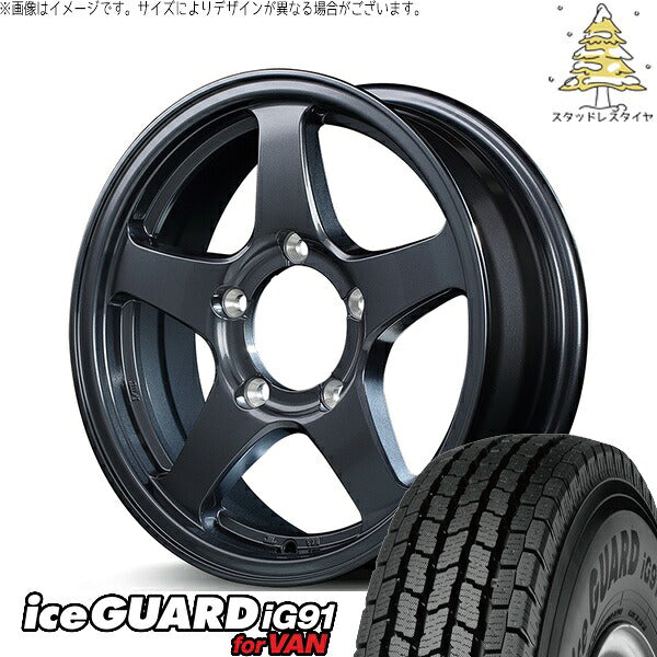 ヨコハマタイヤ アイスガード91 (iceGUARD91 IG91) 225/75R16 ＋ MIDホイール オフパフォーマー RT-5N+II ダークガンメタ2 16インチ 5.5J +22 5H139.7P スタッドレス・ホイール4本セット。1枚目。