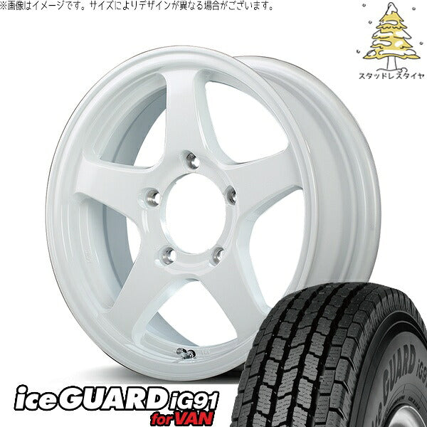 ヨコハマタイヤ アイスガード91 IG91 225/70R16 ＋ MIDホイール オフパフォーマー RT-5N+II ナチュラルホワイト2 16インチ 5.5J +22 5H139.7P スタッドレス・ホイール4本セット。1枚目。