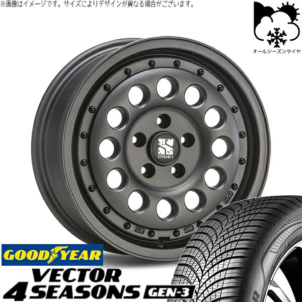 グッドイヤー ベクター4シーズンズ GEN-3 205/60R16 ＋ エクストリームJ ラギッド ガンブラック 16インチ 6.5J +38 5H100P オールシーズン・ホイール4本セット。1枚目。