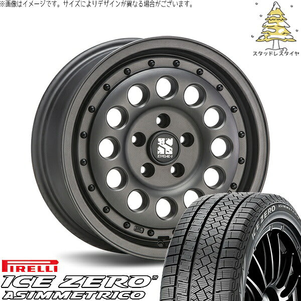 ピレリ アイスゼロアシンメトリコ 195/60R16 ＋ エクストリームJ ラギッド ガンブラック 16インチ 6.5J +38 5H100P スタッドレス・ホイール4本セット。1枚目。