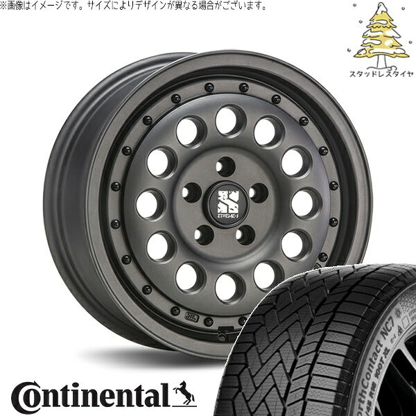 コンチネンタル ノースコンタクト NC7 195/65R16 ＋ エクストリームJ ラギッド ガンブラック 16インチ 6.5J +38 5H100P スタッドレス・ホイール4本セット。1枚目。