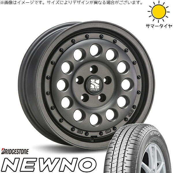 ブリヂストン ニューノ 185/55R16 ＋ エクストリームJ ラギッド ガンブラック 16インチ 6.5J +38 5H100P サマー・ホイール4本セット。1枚目。